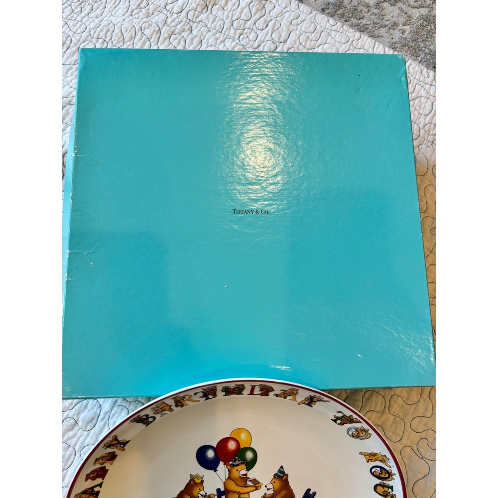 Tiffany & Co Birthday Bears Porcelain Plate with Box Made in Japan 1997 - Picture 4 of 7